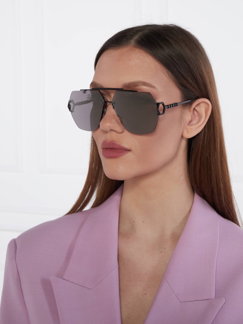 Philipp Plein Sleek Black/Grey Silver Mirror Unisex Sunglasses 66-11-135